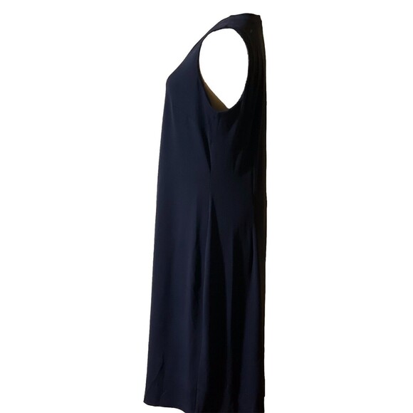 Vintage Vollbracht Dress Large Navy Slinky Sheath Sleeveless Workwear Date Night - Picture 4 of 15